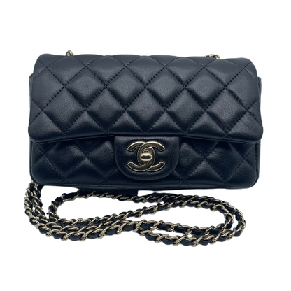 プレオウンド シャネル ミニフラップ W18 ブラック ラムスキン ゴールド金具