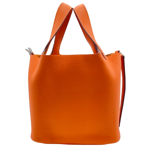 Hermes Picotin Lock PM Orange Torillon Clemence Silver Metal Fittings w 새겨 져