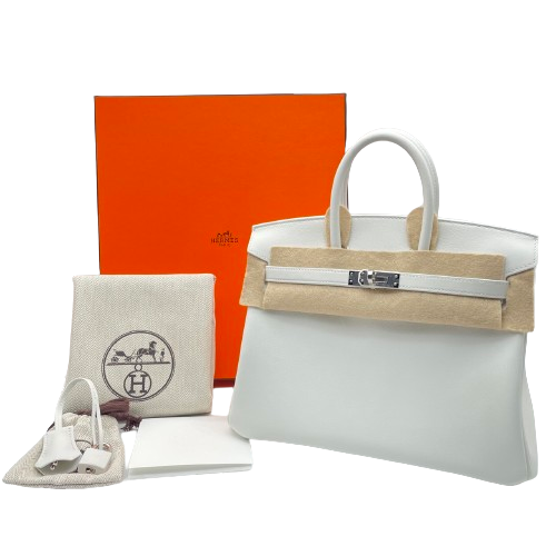 Hermes Birkin 25 New White Swift Silver Metal Fittings W 새로