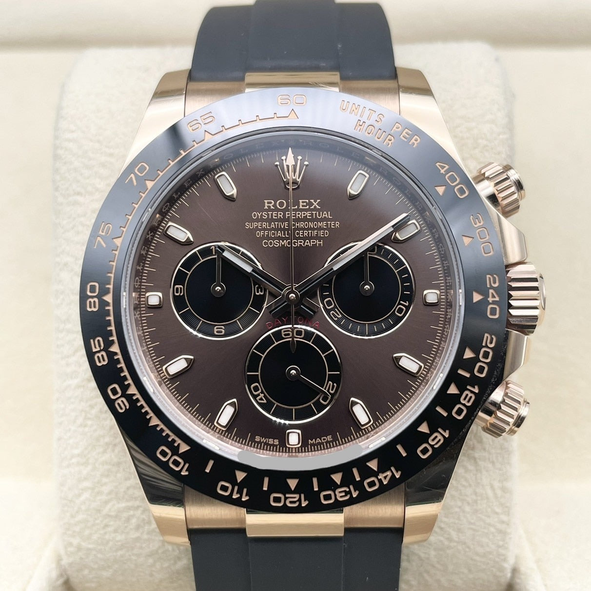 사전 소유 롤렉스 데이토나 116515LN 검은 고무 벨트 초콜릿 및 검은 색 40mm