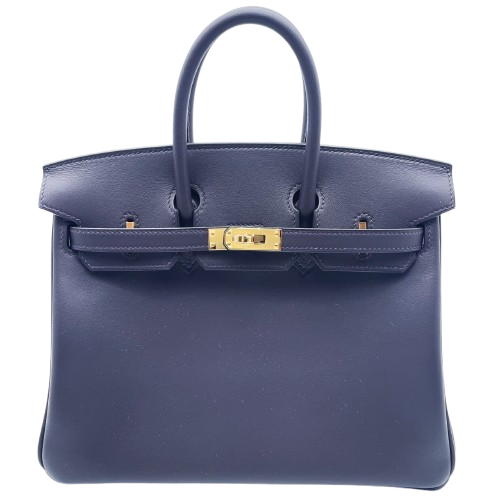 Hermes Birkin 25 Prenoir Swift Gold 하드웨어 W는 새겨 져 있습니다