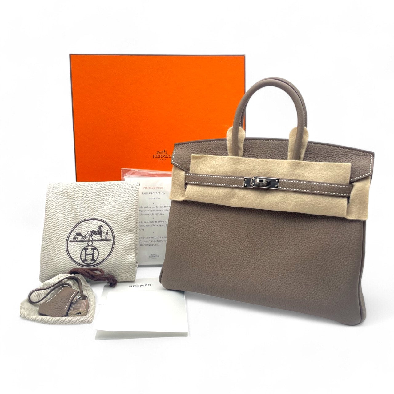 Hermes Birkin 25 Etoup Togo Silver Metal Fittings B 조각