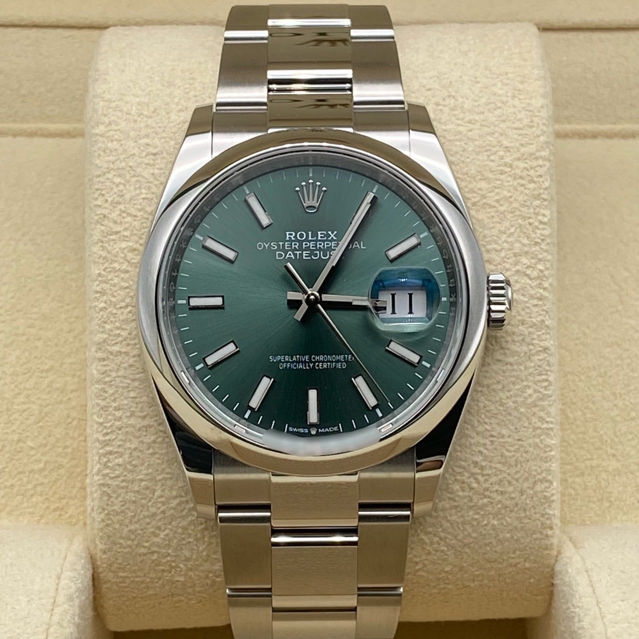 プレオウンド ロレックス デイトジャスト 126200  ミントグリーン オイスターブレス 36mm