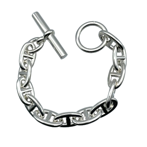 Hermes Chaine Dunkle Bracelet GM Silver 925 12-panel