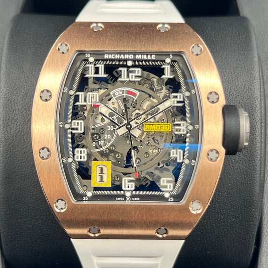 二手Richard Mille自动RM030玫瑰金橡胶带43mm x 50mm