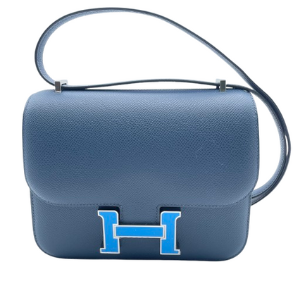 Hermes Constance Mini 18 Brue de Plus Epson Silver Fittings w 새겨 져