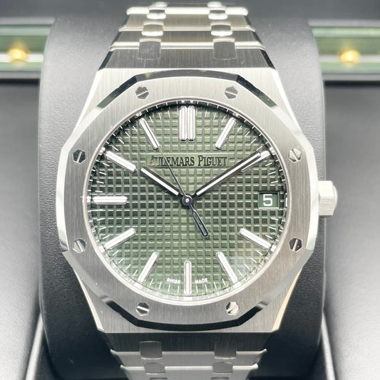 [50 주년 기념 로터 장착 모델! Audemars Piguet Royal Oak 15510st.oo.1320st.04 카키색 녹색 41mm