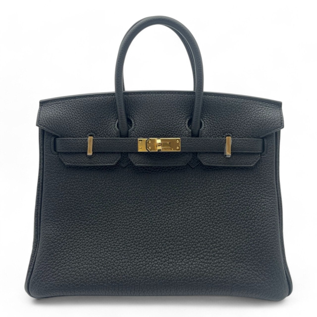 Hermes Birkin 25 Noir Togo Gold 하드웨어 W는 새겨 져 있습니다