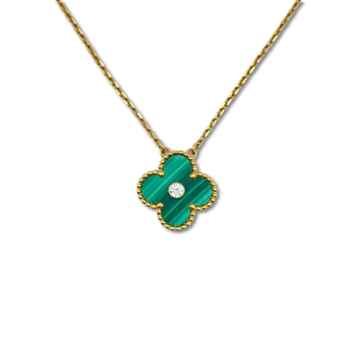 Pre-Owned [2013 Holiday] Van Cleef & Arpels Vintage Alhambra Necklace VCAR049S00 Malachite K18YG