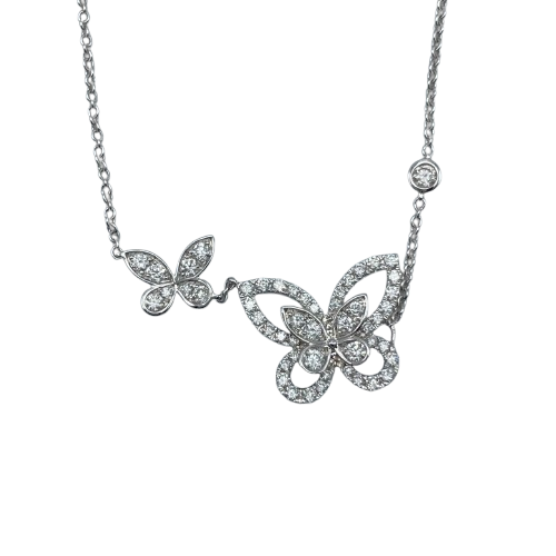 Pre-Owned [List Prices and Below] Graph Butterfly Double Butterfly Silhouette Diamond Pendant RGP745 White Gold 45cm
