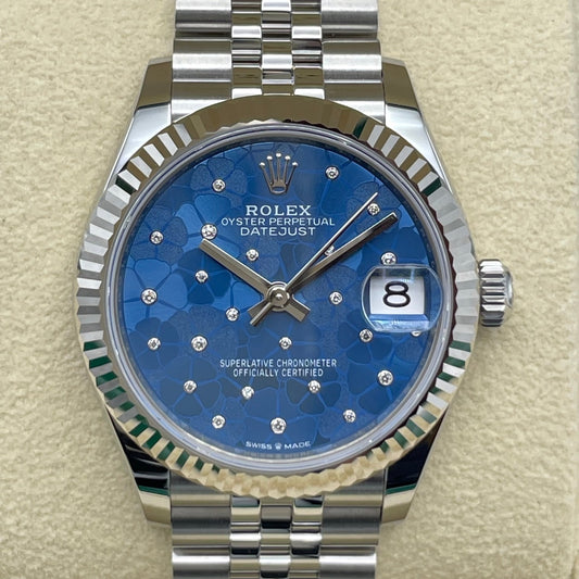 [現金價格]勞力士datejust 278274 Azzurro藍色花卉圖案不銹鋼 +白金禧年31mm