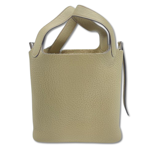 Hermes Picotin Lock PM Beige Marfa Torillon Clemence Silver Metal Fittings w 새겨 져