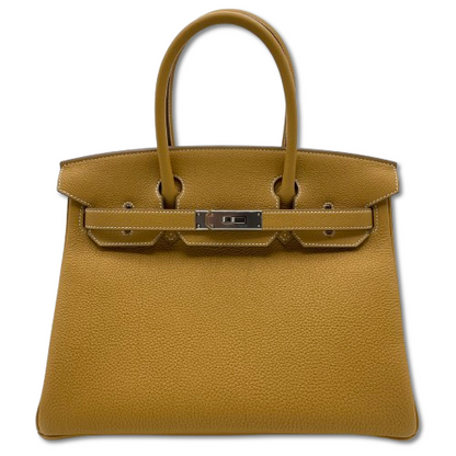 Hermes Birkin 30 Natural Sable Togo Silver Metal Fittings W Engraved