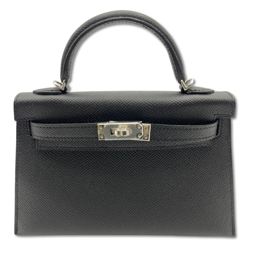 [현금 가격] Hermes Mini Kelly Noir Epson Silver Fittings w 새겨 져