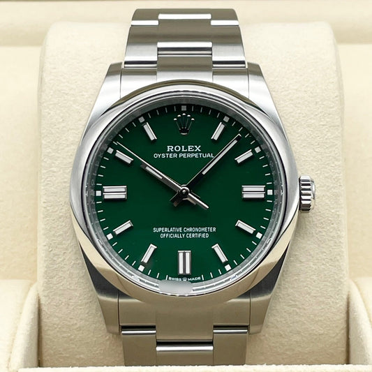 劳力士牡蛎永久126000牡蛎手链绿色36mm