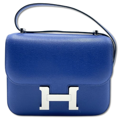 Hermes Constance Mini 18 Blue Royal Chevre Silver Metal Fittings w 새겨 져