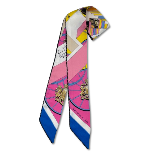 헤르메스 Twilly Springs Springs Bague Pink/Blue/Black 100% 실크