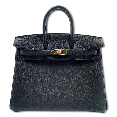 Hermes Birkin 25 Noir Togo Gold 하드웨어 W는 새겨 져 있습니다