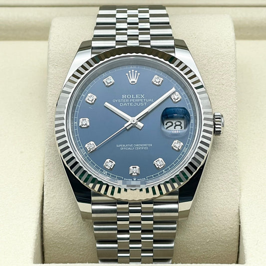 プレオウンド 【新箱付属！！】ロレックス デイトジャスト 126334 ブルー10Pダイヤ ジュビリーブレスレット 41mm