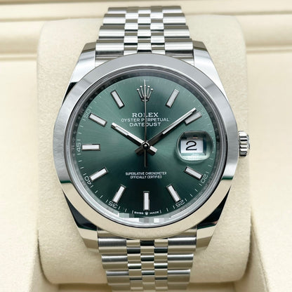 プレオウンド ロレックス デイトジャスト 126300 ミントグリーン　ジュビリーブレスレット 41mm