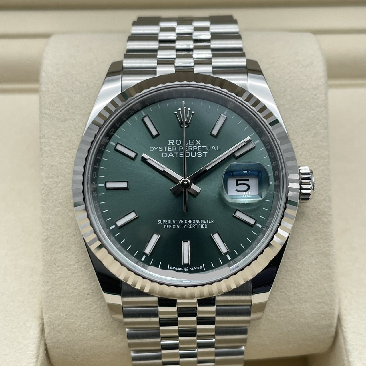 Rolex Datejust 126234 Mint Green Jubilee Bracelet 36mm