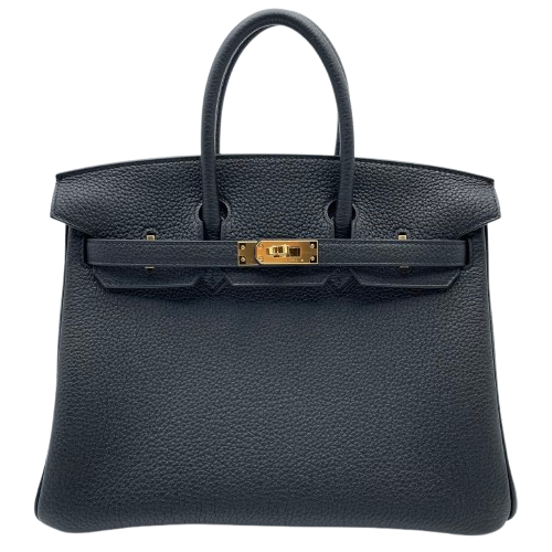 Hermes Birkin 25 Noir Togo Gold 하드웨어 W는 새겨 져 있습니다