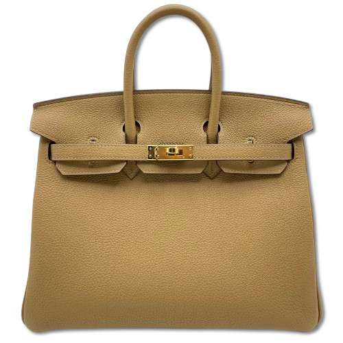 Hermes Birkin 25 비스킷 토고 골드 ​​하드웨어 B가 새겨 져 있습니다