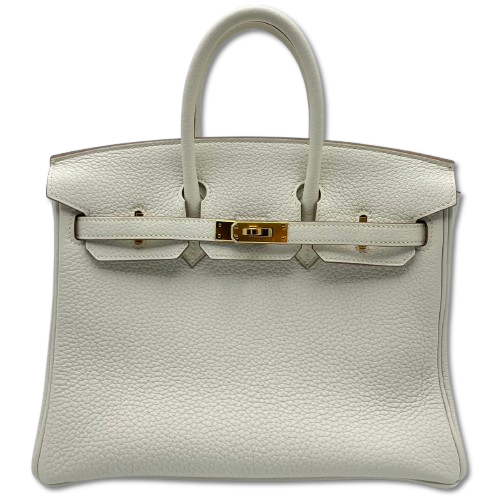 Hermes Birkin 25 버섯 토고 골드 ​​하드웨어 B가 새겨 져 있습니다