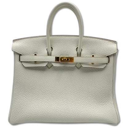 Hermes Birkin 25 버섯 토고 골드 ​​하드웨어 B가 새겨 져 있습니다
