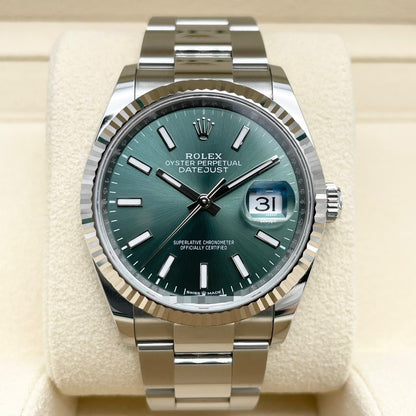 プレオウンド ロレックス デイトジャスト 126234 ミントグリーン オイスターブレス 36mm