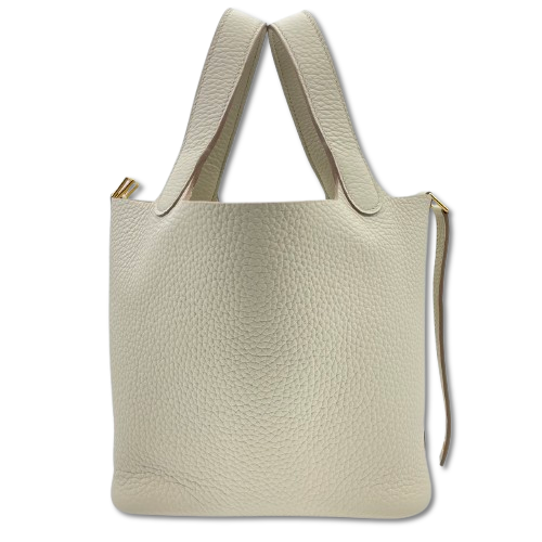 Pre-Owned Hermes Picotin Lock PM Beton Torillon Clemence Gold Hardware W Engraved