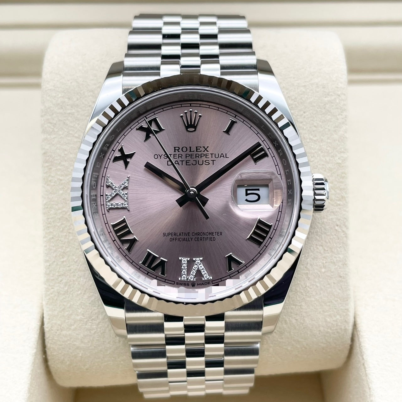 二手劳力士datejust 126234粉红色6:00 9:00禧ybilee手镯36mm