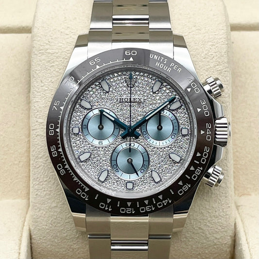 二手劳力士Daytona 116506冰蓝色铺路钻石铂金40mm