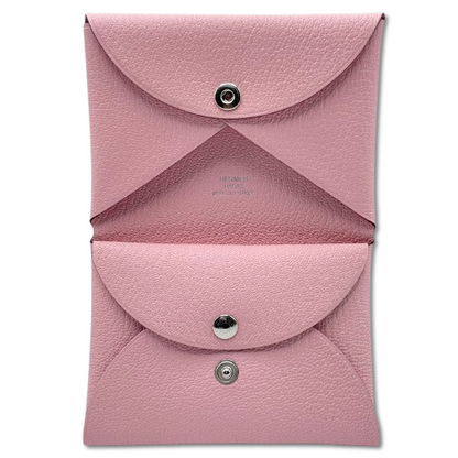 プレオウンド エルメス カルヴィ デュオ ローズサクラ シェーブル シルバー金具 W刻印