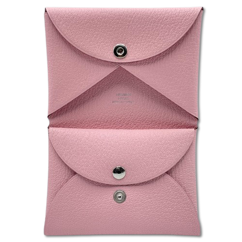 プレオウンド エルメス カルヴィ デュオ ローズサクラ シェーブル シルバー金具 W刻印