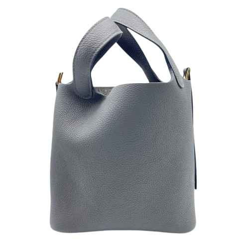 Pre-Owned Hermes Picotin Lock PM Graphite Torillon Maurice Gold Hardware B Engraved