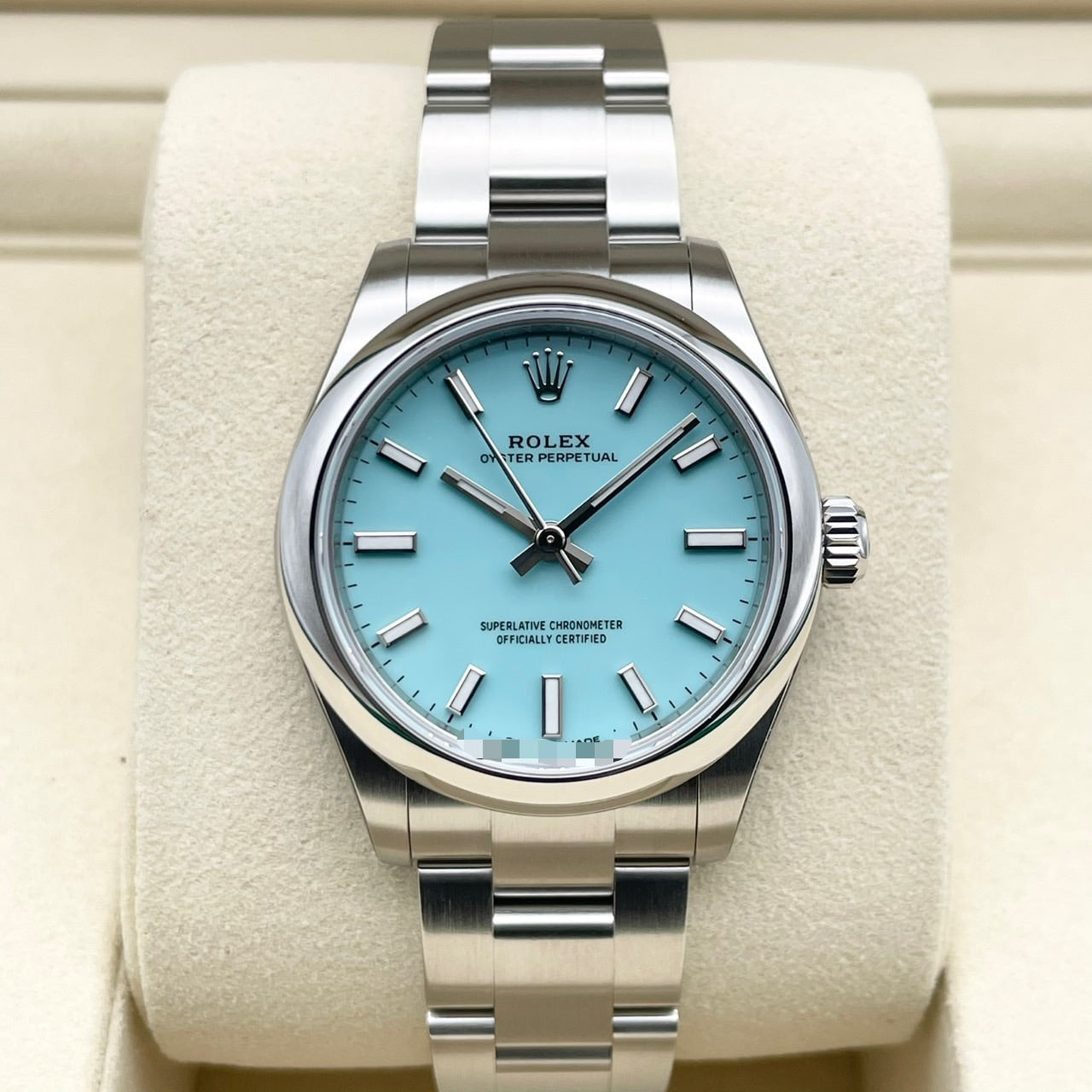 Pre-Owned [Full-out regular protective seal included] Rolex Oyster Perpetual 277200 Turquoise Blue Stainless Steel 31mm
