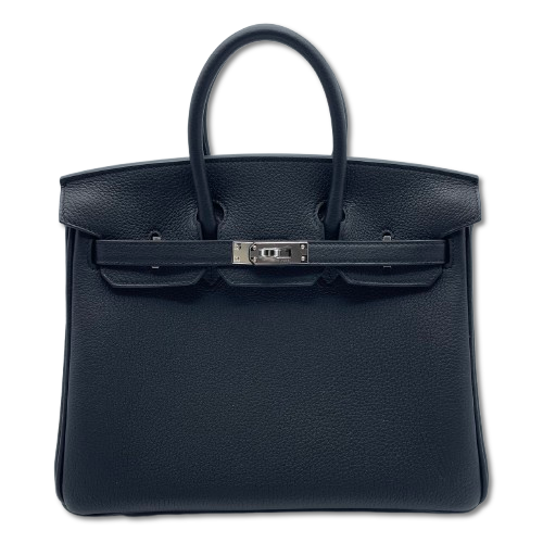 预先拥有的[现金价格]爱马仕·伯金（Hermes Birkin）25黑色多哥银色配件k刻了