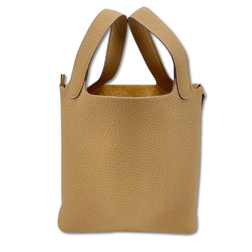 Pre-Owned Hermes Picotin Lock PM Biscuit Torillon Clemence Gold Hardware K Engraved