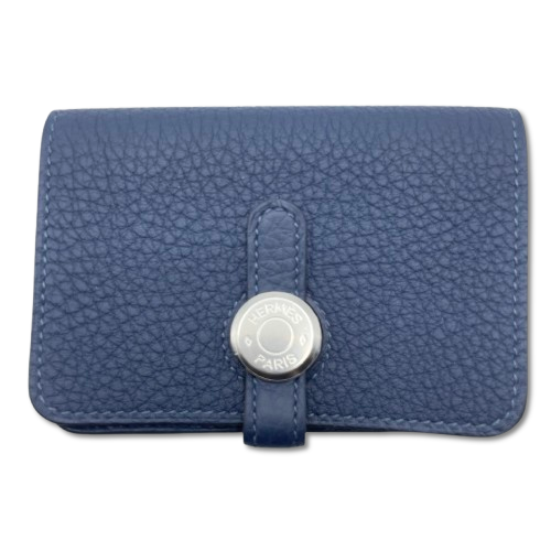 プレオウンド エルメス ドゴンカードケース ブルーアビス トゴ シルバー金具 W刻印