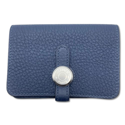 プレオウンド エルメス ドゴンカードケース ブルーアビス トゴ シルバー金具 W刻印