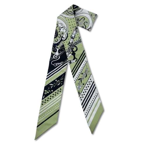 プレオウンド エルメス ツイリー Festival des Amazones Bandana アマゾンの祭典 バンダナ グリーン シルク100％