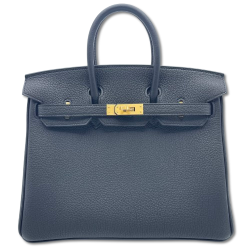 预先拥有的[现金价格]爱马仕·伯金（Hermes Birkin）25黑色多哥哑光金硬件k刻了