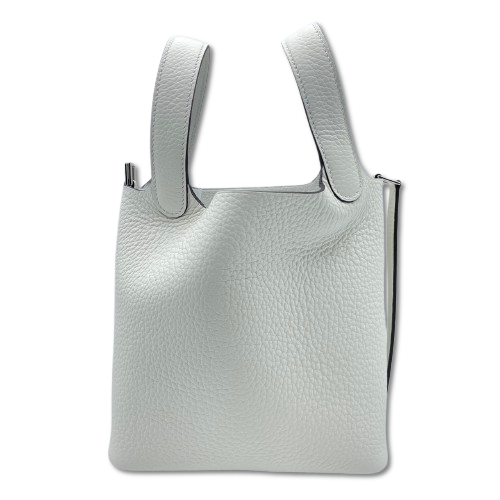 Pre-Owned Hermes Picotin Lock PM New White Torillon Clemence Silver Fitting K Engraved