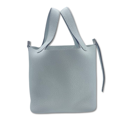 Pre-Owned Hermes Picotin Lock PM Blue Pale Torillon Clemence Silver Fittings W Engraved
