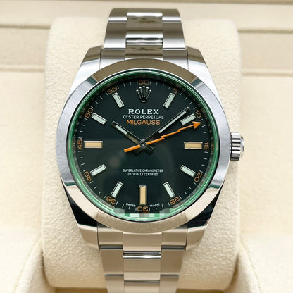 사전 소유의 롤렉스 밀가우스 116400GV 블랙 40mm 굴 팔찌