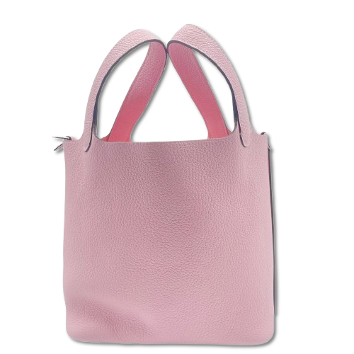 Pre-Owned Hermes Picotin Rock PM Rose Sakura Torillon Clemence Silver Fittings W Engraved