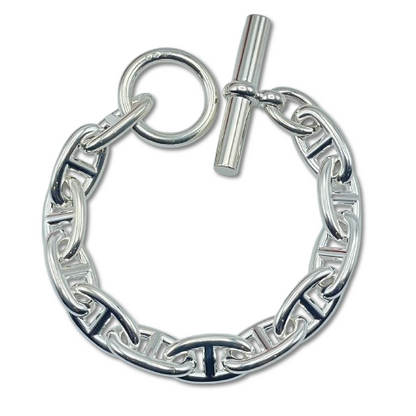 Pre-Owned Hermes Chaine Dunkle Bracelet GM Silver 925 12-panel