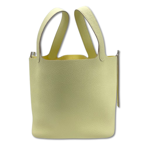 Pre-Owned Hermes Picotin Lock MM Jaune Milton Torillon Clemence Silver Fitting K Engraved
