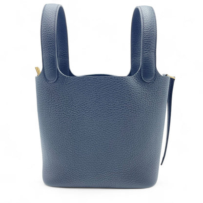二手的爱马仕picotin岩石PM Noir Torillon Clemence Gold Hardware k刻了